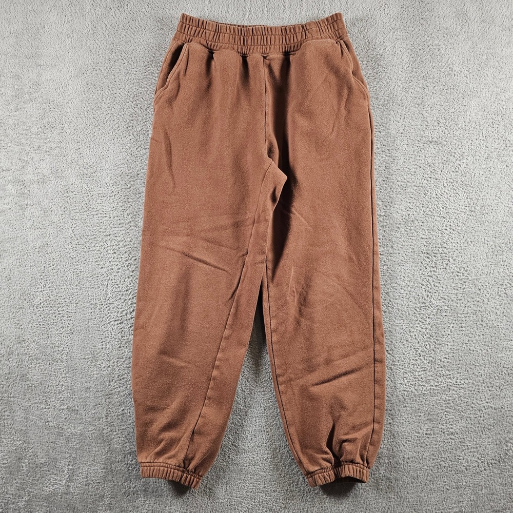 American Eagle Brown Fleece Joggers Elastic Waist Sweatpants Small Faded